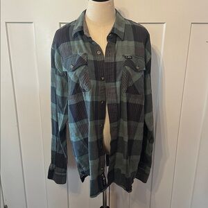 Jetty Men's Breaker plaid Green red navy 100% cotton buttons XL flannel shirt